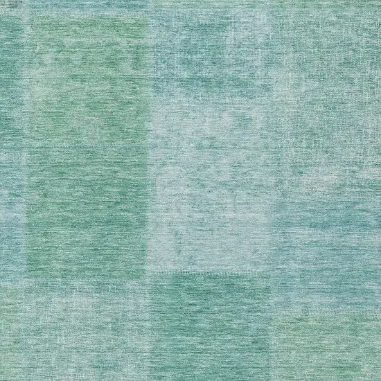 Teal Blue Sage And Green Patchwork Washable Indoor Outdoor Area Rug Photo 6