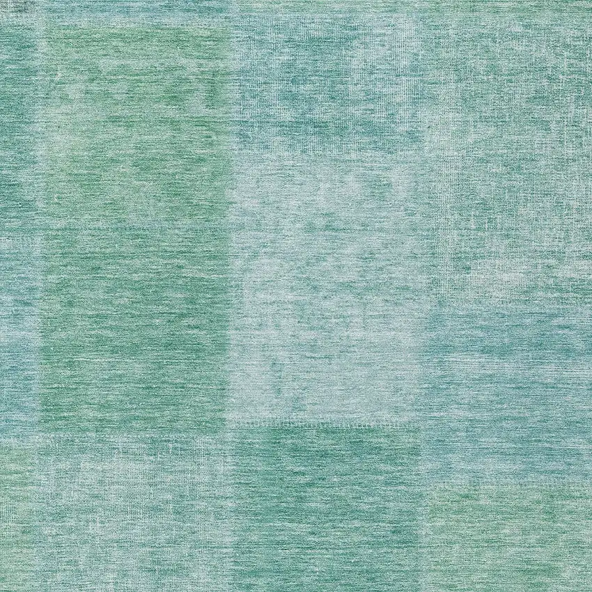 Teal Blue Sage And Green Patchwork Washable Indoor Outdoor Area Rug Photo 6