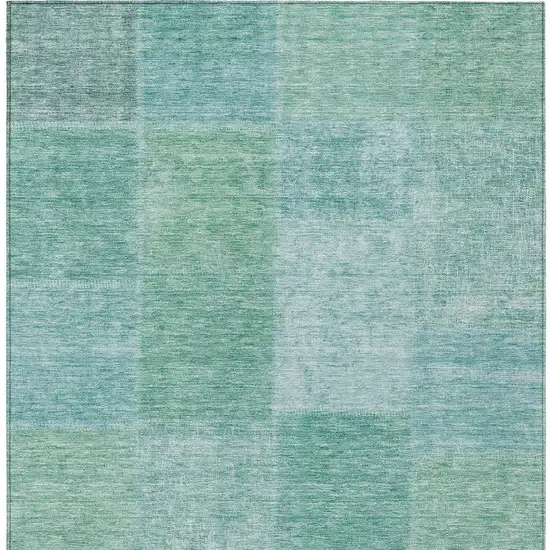 Teal Blue Sage And Green Patchwork Washable Indoor Outdoor Area Rug Photo 6