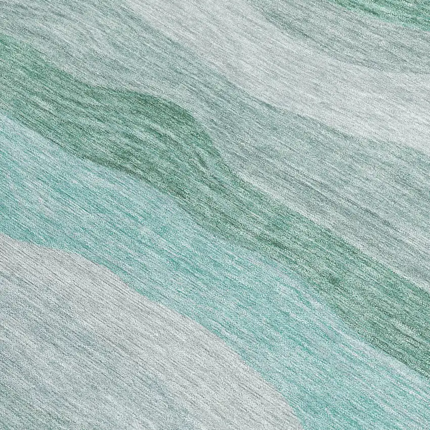 Teal Blue Silver And Gray Striped Washable Indoor Outdoor Area Rug Photo 3