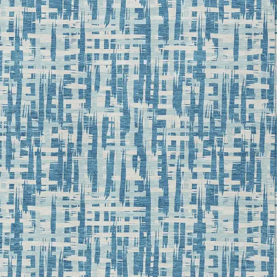 Teal Blue Sky Blue And Ivory Abstract Washable Indoor Outdoor Area Rug Photo 5