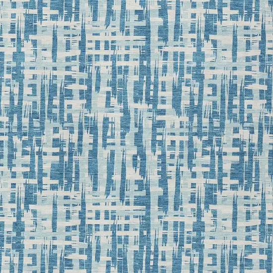Teal Blue Sky Blue And Ivory Abstract Washable Indoor Outdoor Area Rug Photo 5