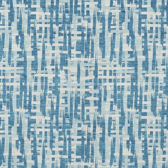 Teal Blue Sky Blue And Ivory Abstract Washable Indoor Outdoor Area Rug Photo 5