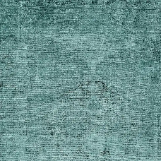 Teal Blue Turquoise And Charcoal Oriental Washable Indoor Outdoor Area Rug Photo 5