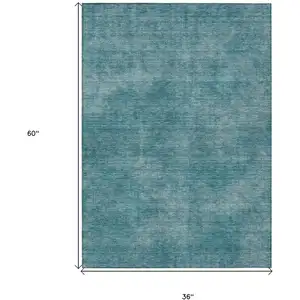 Photo of Teal Blue Washable Indoor Outdoor Area Rug