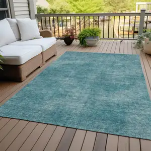 Photo of Teal Blue Washable Indoor Outdoor Area Rug
