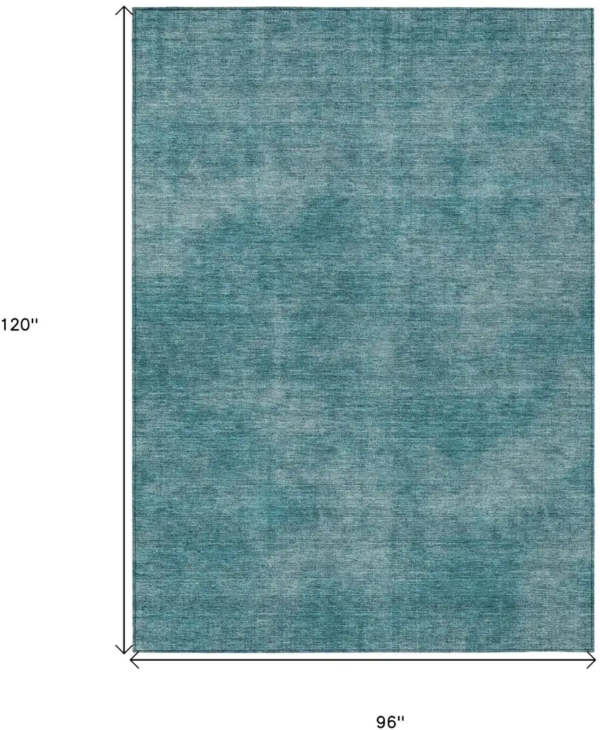 Teal Blue Washable Indoor Outdoor Area Rug Photo 3