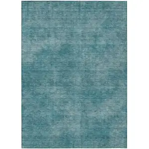 Photo of Teal Blue Washable Indoor Outdoor Area Rug
