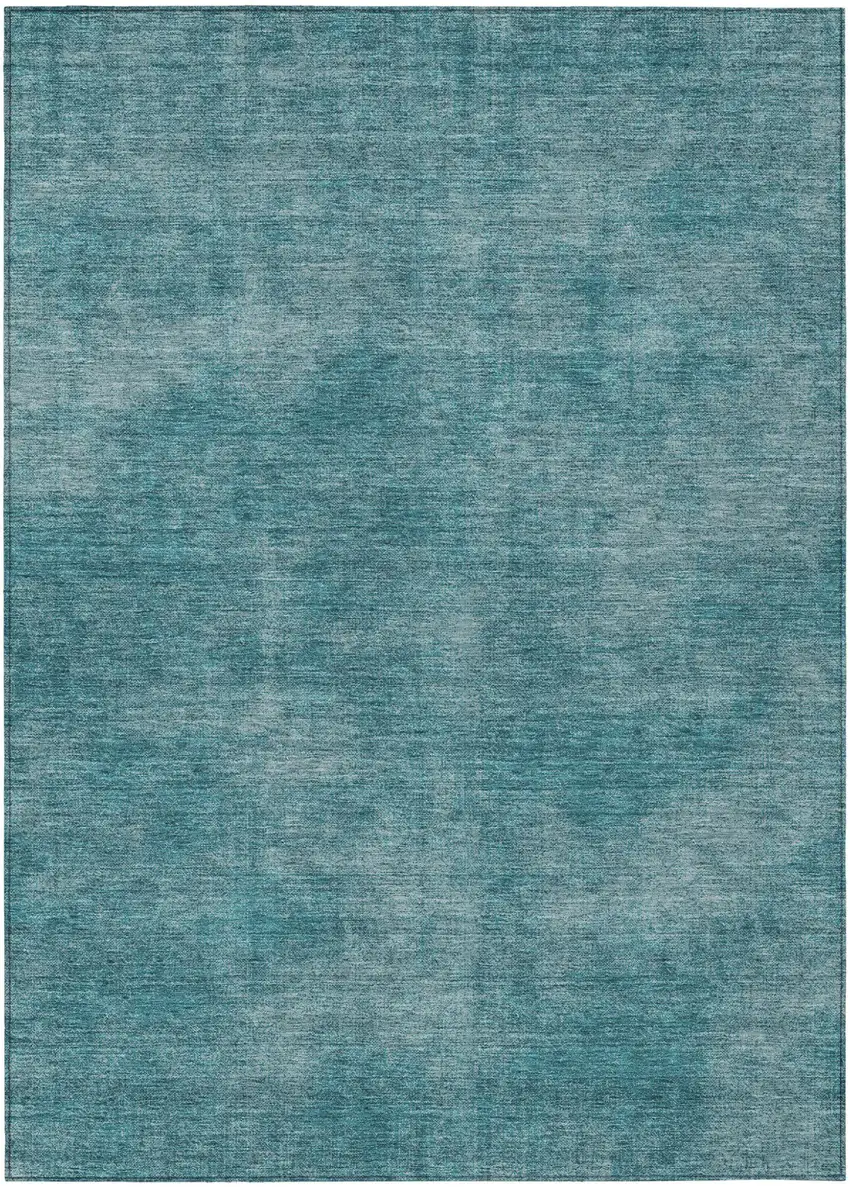 Teal Blue Washable Indoor Outdoor Area Rug Photo 2