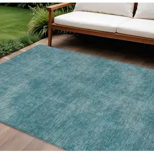 Photo of Teal Blue Washable Indoor Outdoor Area Rug