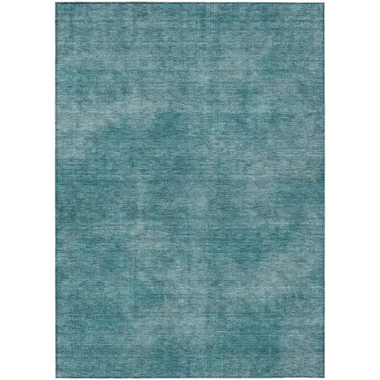 Teal Blue Washable Indoor Outdoor Area Rug Photo 2