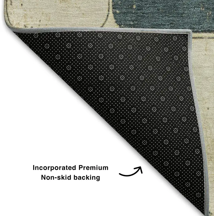 Teal Blush And Yellow Geometric Washable Area Rug With UV Protection Photo 7