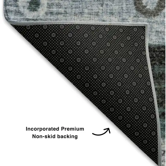 Teal Brown And Ivory Striped Washable Area Rug With UV Protection Photo 7