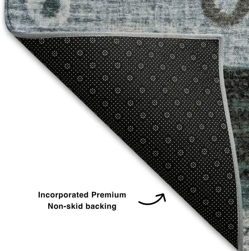 Teal Brown And Ivory Striped Washable Area Rug With UV Protection Photo 7