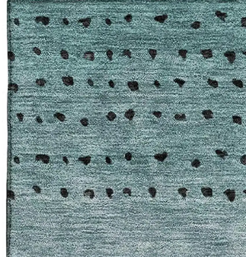 Teal Charcoal And Gray Abstract Washable Area Rug With UV Protection Photo 4