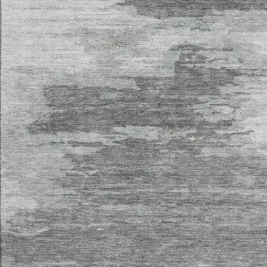 Teal Charcoal And Gray Abstract Washable Area Rug With UV Protection Photo 3