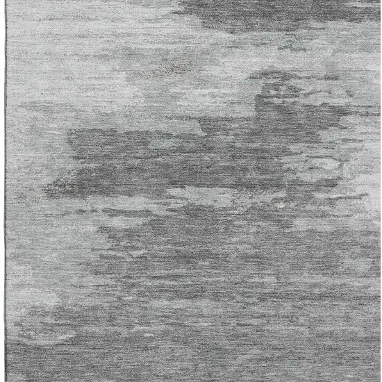 Teal Charcoal And Gray Abstract Washable Area Rug With UV Protection Photo 3