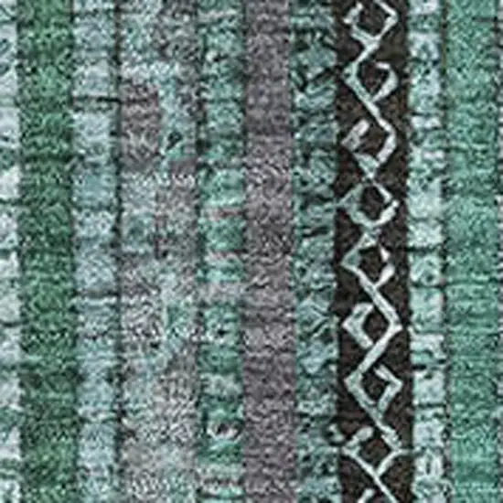 Teal Charcoal And Gray Striped Washable Area Rug With UV Protection Photo 2