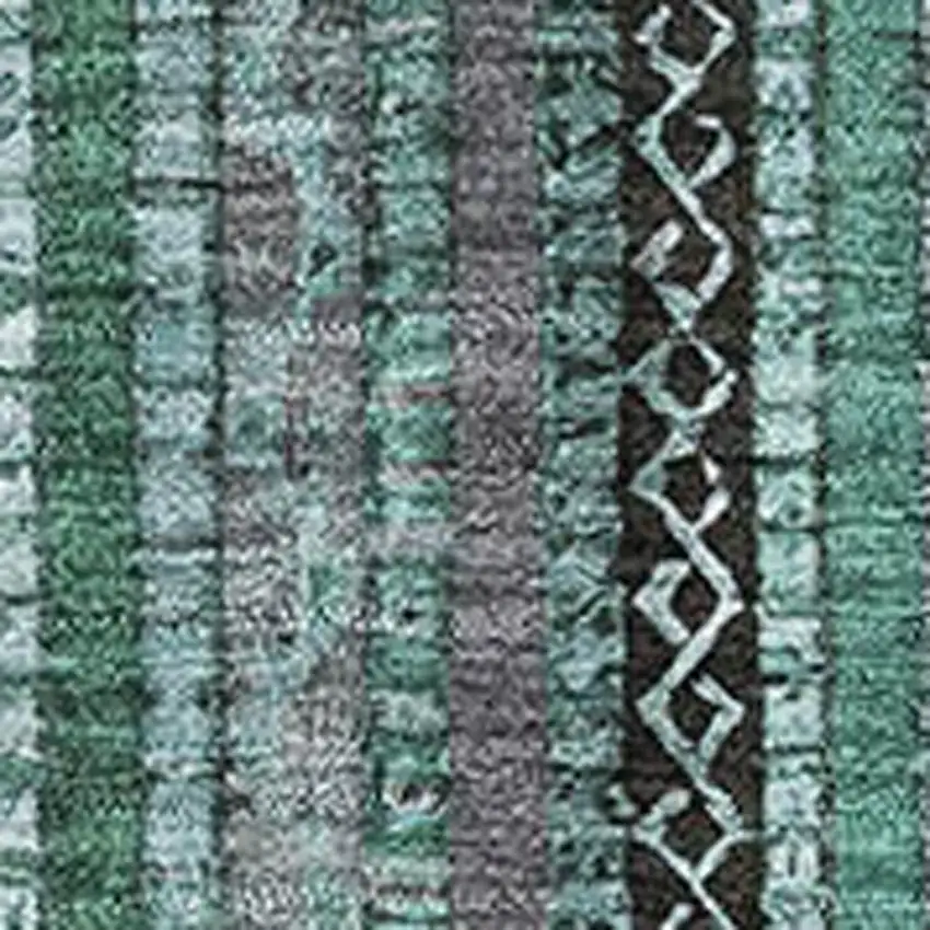 Teal Charcoal And Gray Striped Washable Area Rug With UV Protection Photo 2