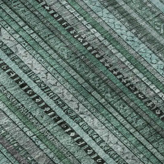 Teal Charcoal And Gray Striped Washable Area Rug With UV Protection Photo 9