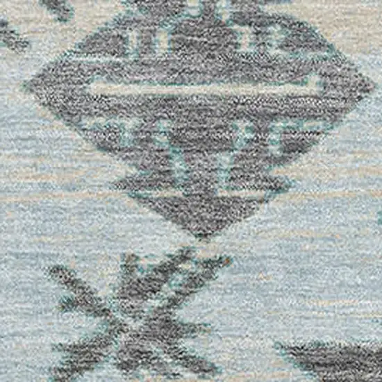 Teal Charcoal And Gray Tribal Washable Area Rug With UV Protection Photo 3