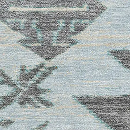 Teal Charcoal And Gray Tribal Washable Area Rug With UV Protection Photo 3