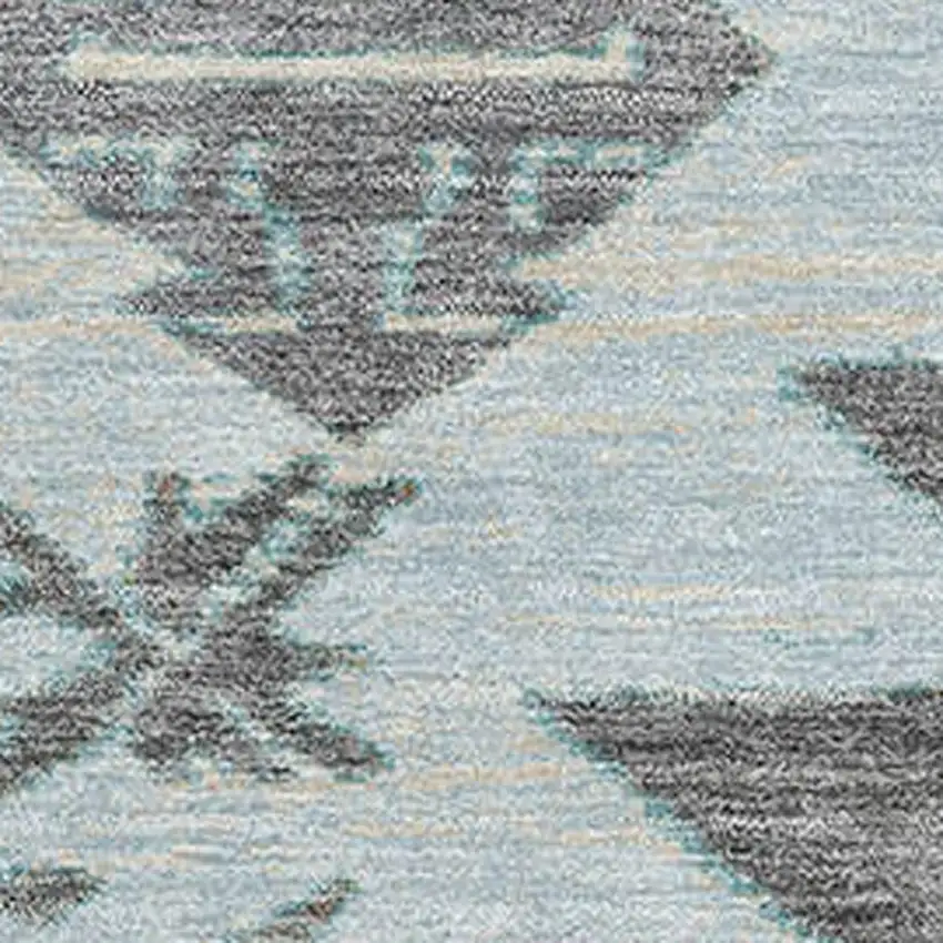 Teal Charcoal And Gray Tribal Washable Area Rug With UV Protection Photo 3