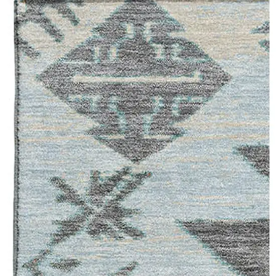 Teal Charcoal And Gray Tribal Washable Area Rug With UV Protection Photo 4