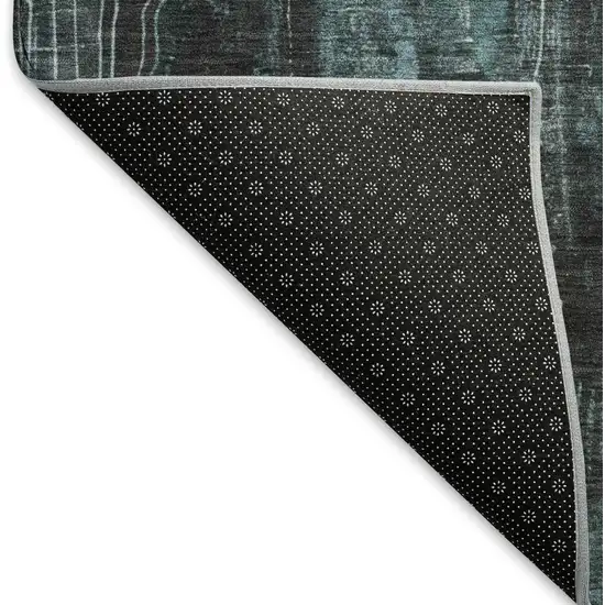 Teal Charcoal And Ivory Abstract Washable Area Rug With UV Protection Photo 7