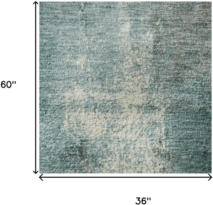 Teal Charcoal And Ivory Abstract Washable Area Rug With UV Protection Photo 9