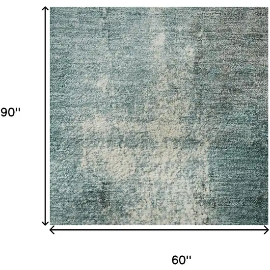 Teal Charcoal And Ivory Abstract Washable Area Rug With UV Protection Photo 9