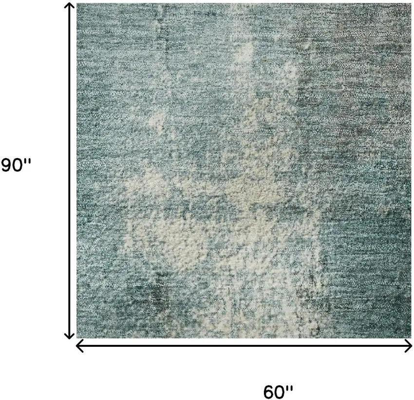Teal Charcoal And Ivory Abstract Washable Area Rug With UV Protection Photo 9