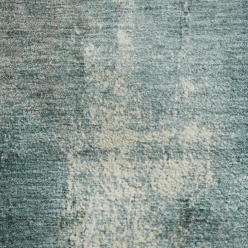 Teal Charcoal And Ivory Abstract Washable Area Rug With UV Protection Photo 4