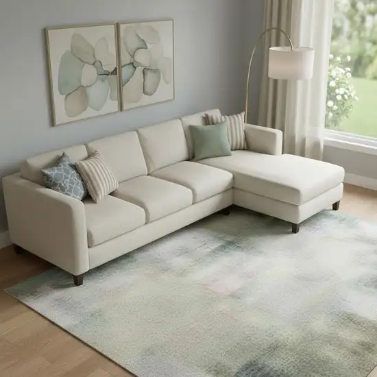 Teal Charcoal And Ivory Abstract Washable Area Rug With UV Protection Photo 2