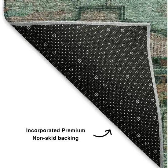 Teal Copper And Gold Oriental Washable Area Rug With UV Protection Photo 6