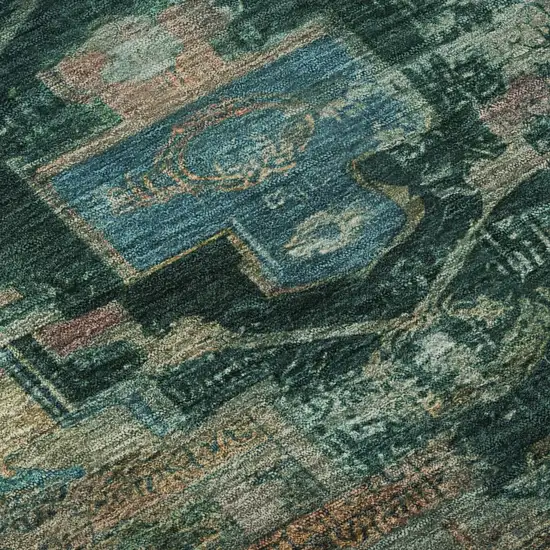 Teal Copper And Gold Oriental Washable Area Rug With UV Protection Photo 9