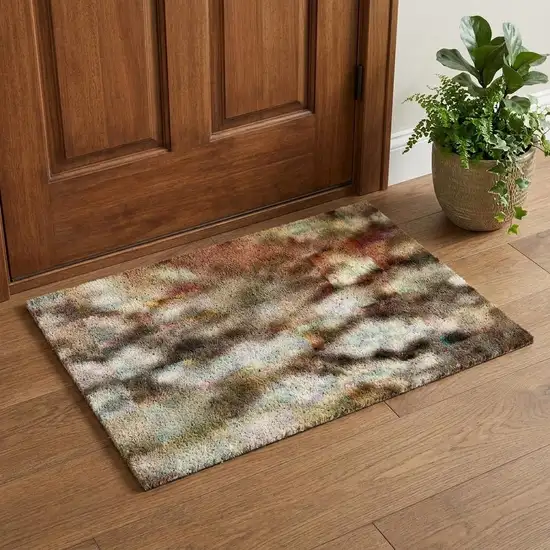Teal Copper And Gray Abstract Washable Area Rug With UV Protection Photo 1