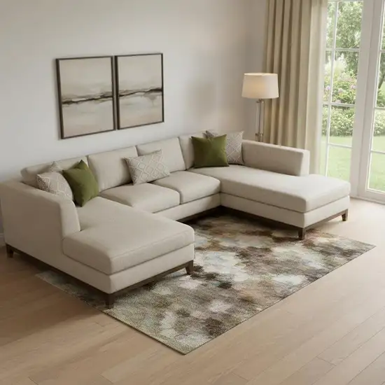 Teal Copper And Gray Abstract Washable Area Rug With UV Protection Photo 2