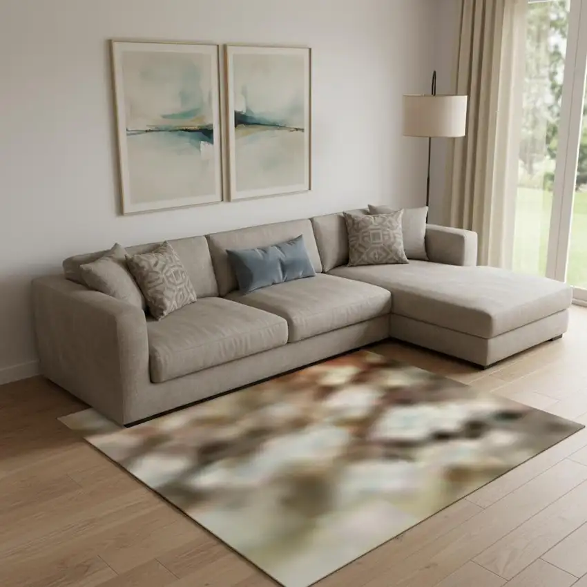 Teal Copper And Gray Abstract Washable Area Rug With UV Protection Photo 2