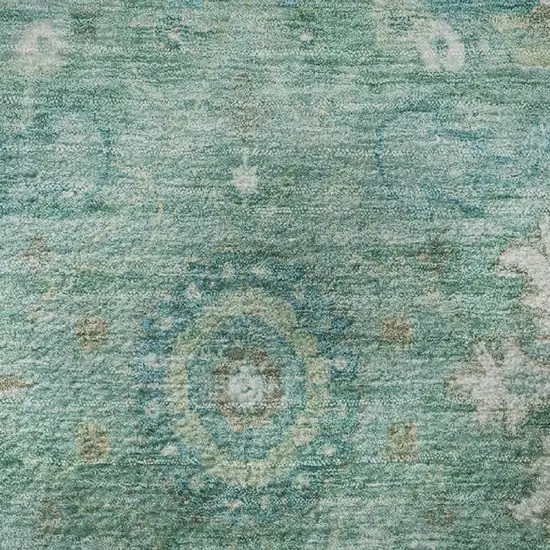 Teal Copper And Ivory Oriental Washable Area Rug With UV Protection Photo 8