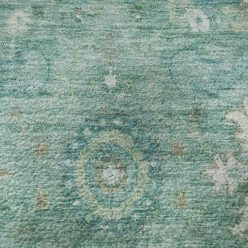 Teal Copper And Ivory Oriental Washable Area Rug With UV Protection Photo 8