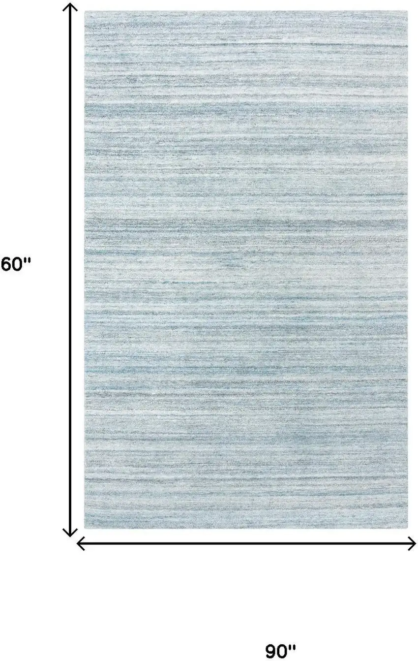 Teal Dark Gray And Ivory Striped Hand Tufted Area Rug Photo 6