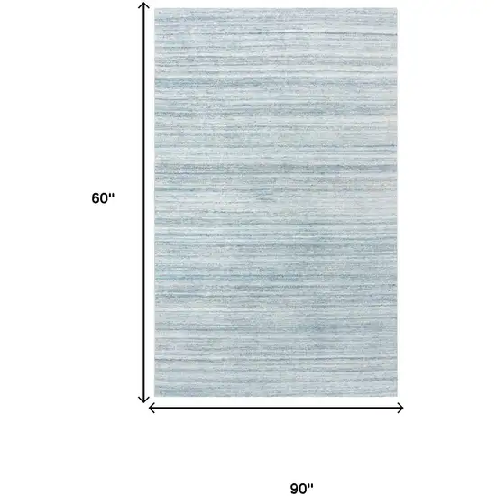Teal Dark Gray And Ivory Striped Hand Tufted Area Rug Photo 6