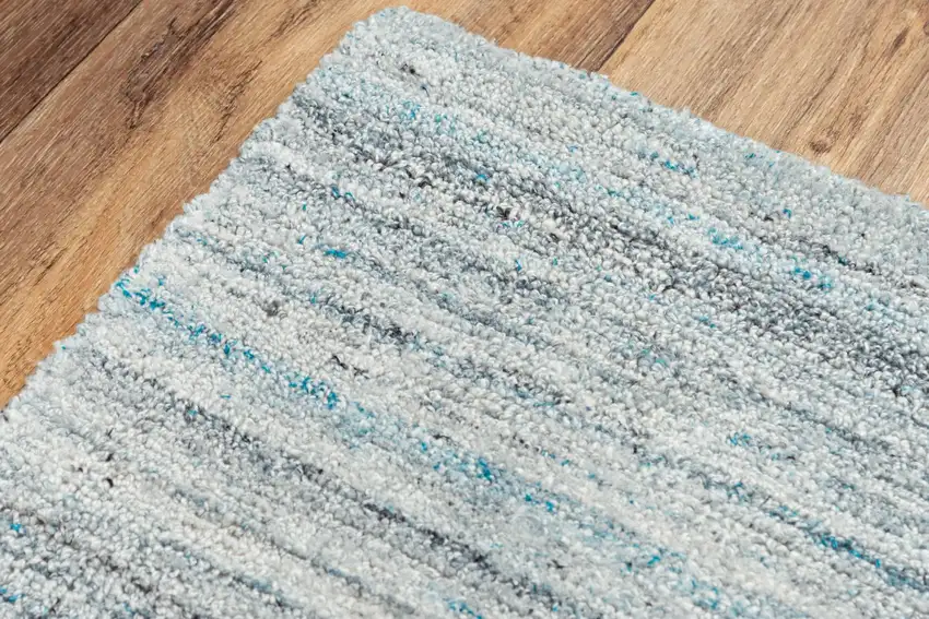 Teal Dark Gray And Ivory Striped Hand Tufted Area Rug Photo 4