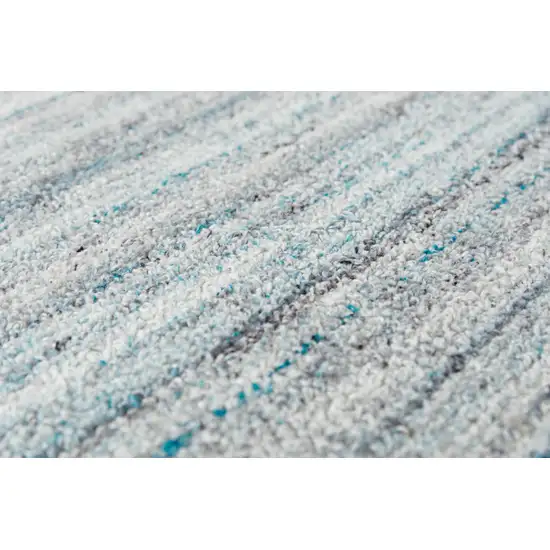 Teal Dark Gray And Ivory Striped Hand Tufted Area Rug Photo 3