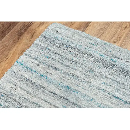 Teal Dark Gray And Ivory Striped Hand Tufted Area Rug Photo 4