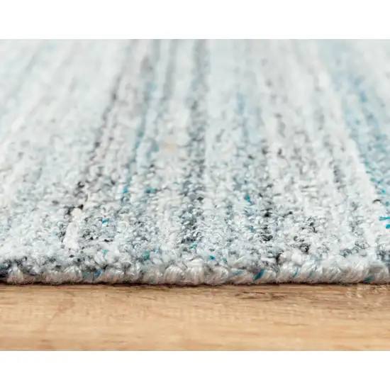 Teal Dark Gray And Ivory Striped Hand Tufted Area Rug Photo 5