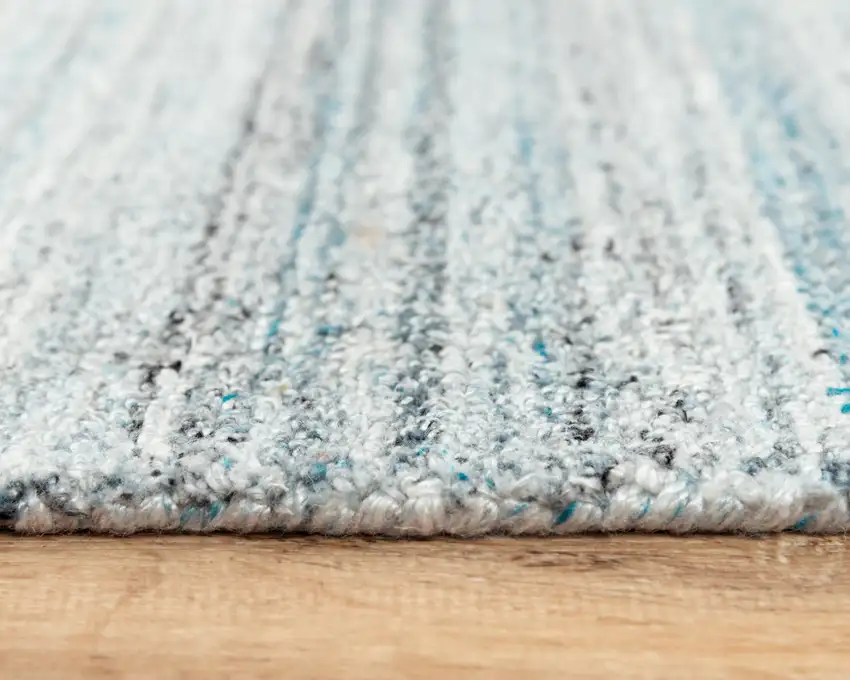 Teal Dark Gray And Ivory Striped Hand Tufted Area Rug Photo 5