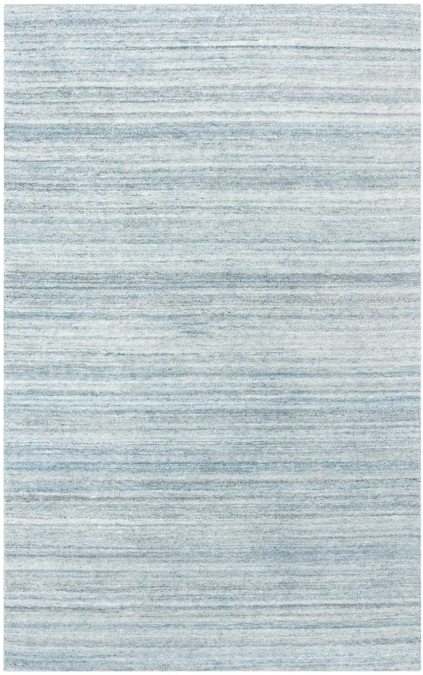 Teal Dark Gray And Ivory Striped Hand Tufted Area Rug Photo 1