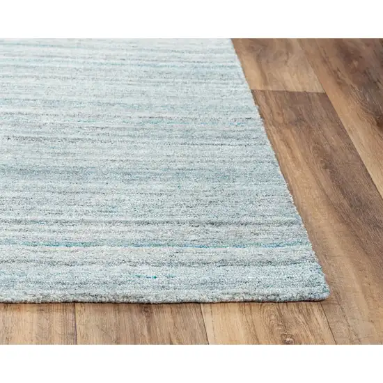 Teal Dark Gray And Ivory Striped Hand Tufted Area Rug Photo 2